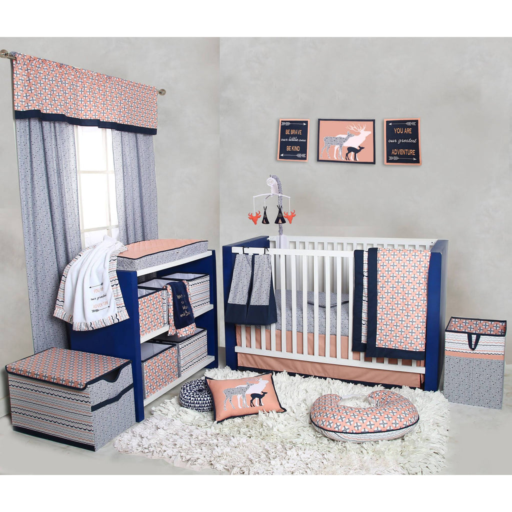 10-Piece 100% Cotton Percale Crib Bedding Set with 2 Crib Fitted Sheets P671896