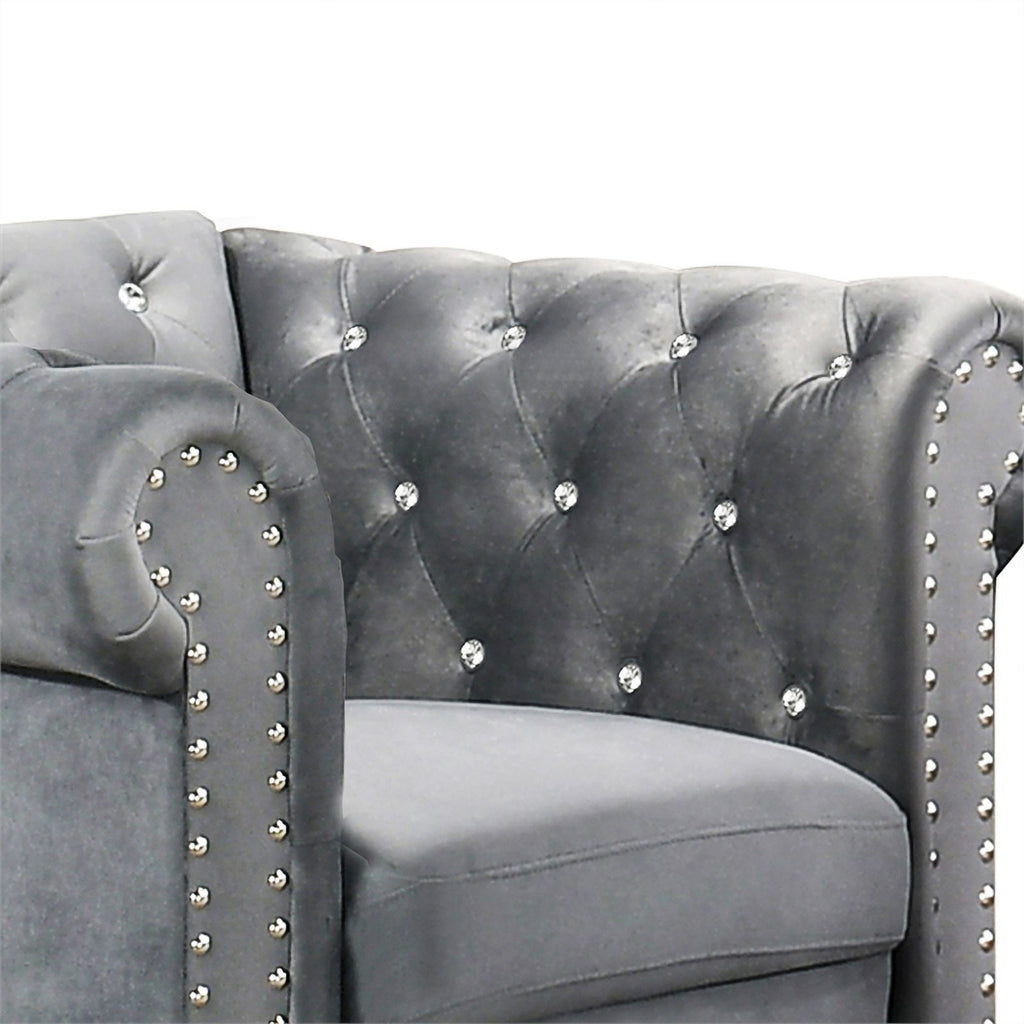Gray Velvet Fabric Chair T673