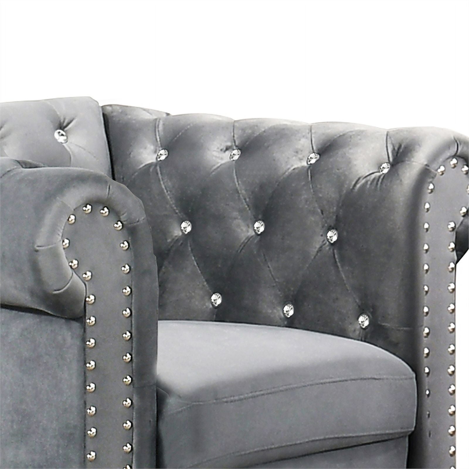 Gray Velvet Fabric Chair T673