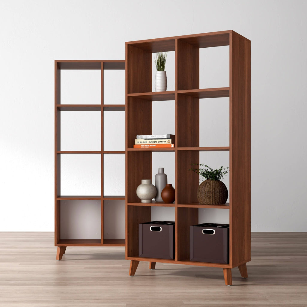 Walnut Cube Bookcase with Real Wood Feet T37177