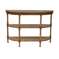 Brown Half-Moon Wooden Two Shelves Console Table S158