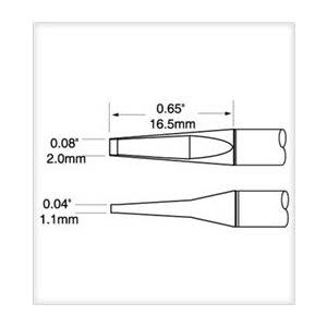 Blade Tip Tweezer Cartridge, 0.65 in Tip Length, 0.08 in Tip Width, 0.04 in Thick V5272