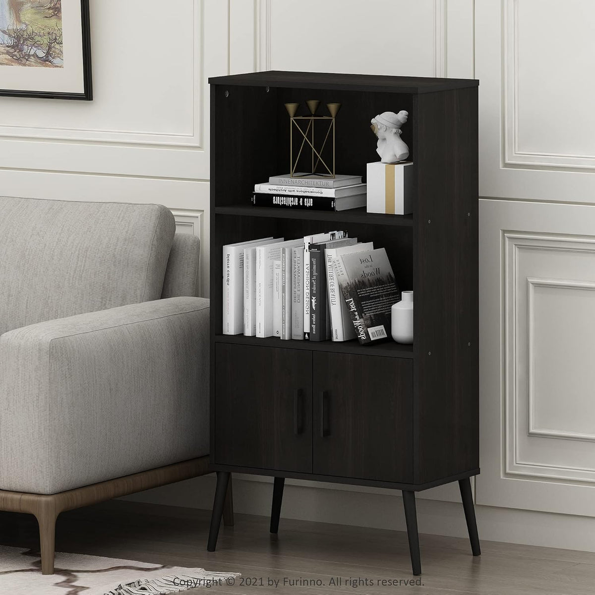 Espresso Accent Cabinet with Wood Legs V214