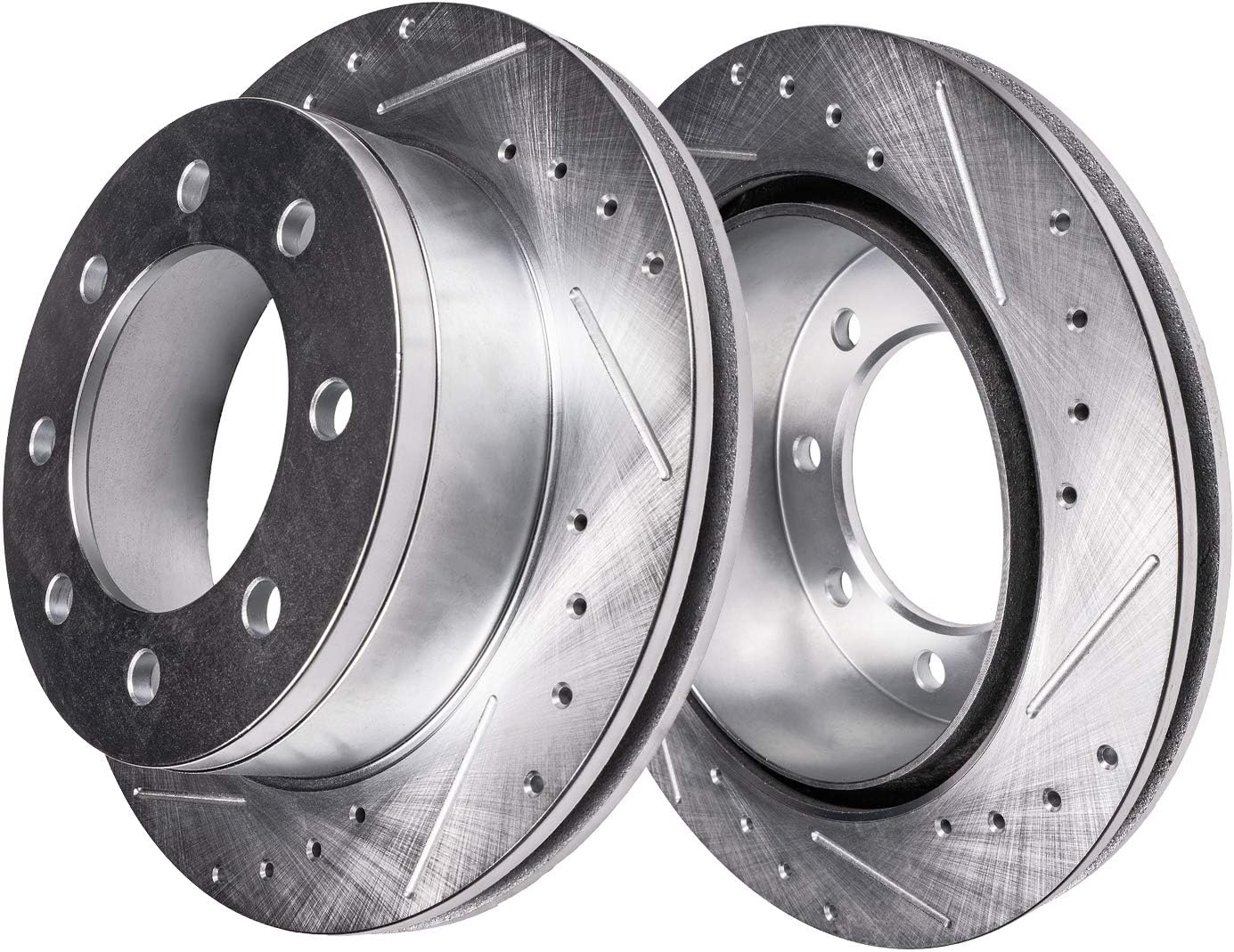 Front Drilled & Slotted Brake Rotors and Brake Pads Kit 6pc Set S158