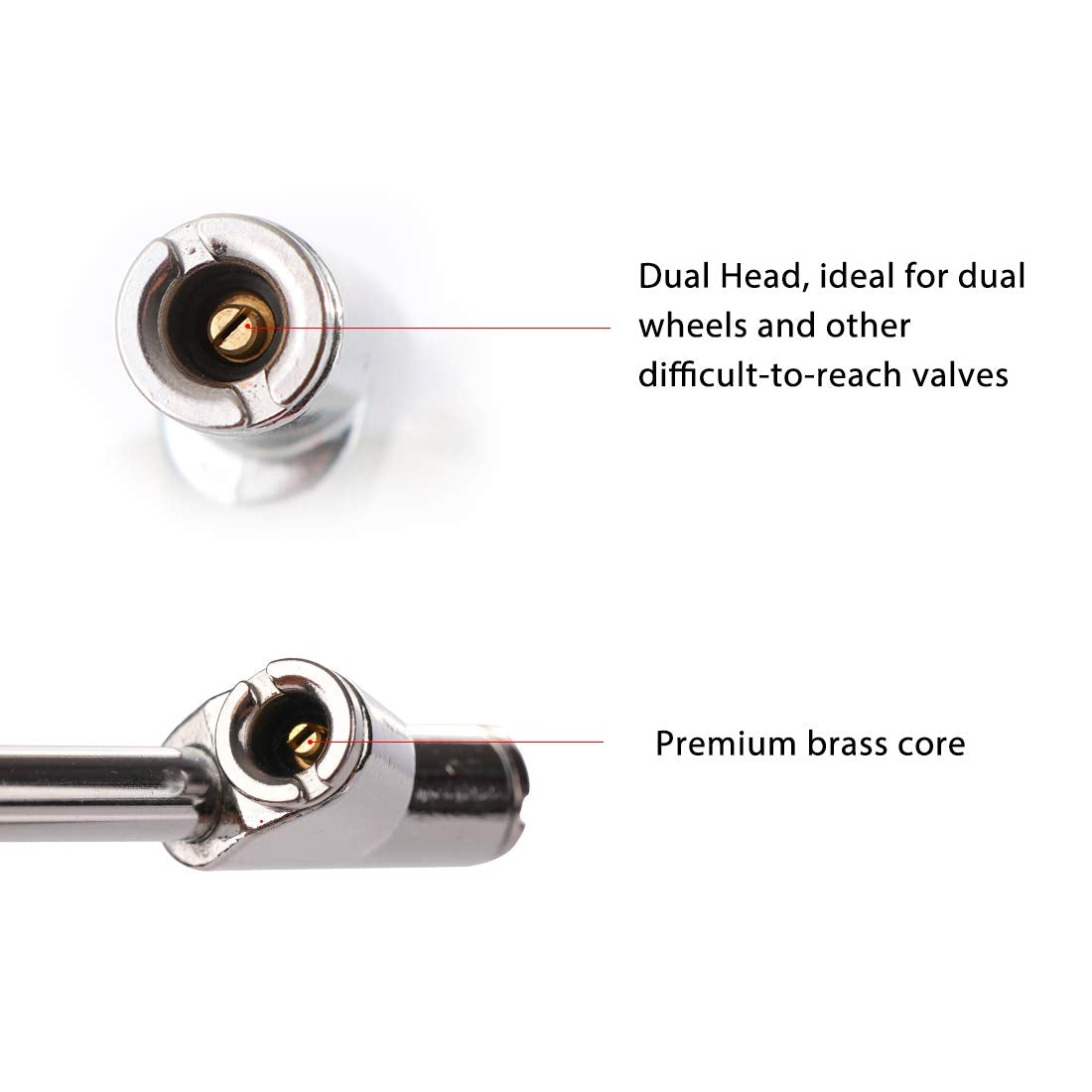 Tire Pressure Gauge 10-150PSI 100-1000KPa Dual Head Chucks Silver (10 Packs) N440