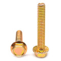 Hex Flange Screw with Serration Medium Carbon Steel Yellow Zinc Plated Pk 1000 C335043