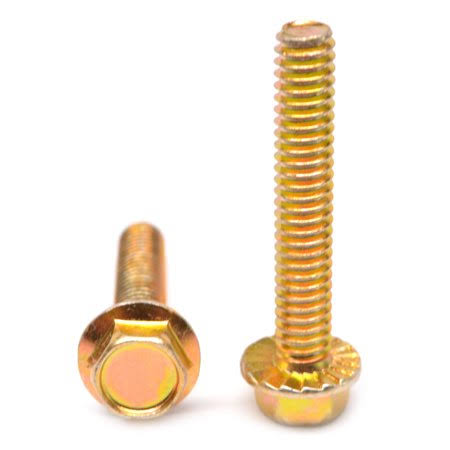 Hex Flange Screw with Serration Medium Carbon Steel Yellow Zinc Plated Pk 1000 C335043