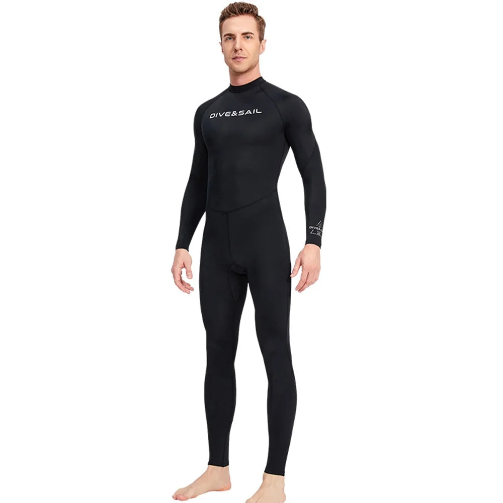 Men One Piece Swimsuit with Back Zipper Quick Dry Long Sleeve Surf Suit H1233