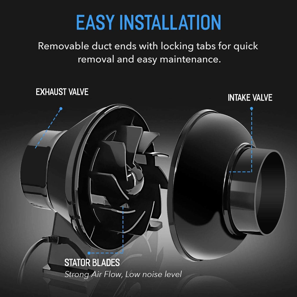 4 Inch 195 CFM Inline Fan with Carbon Filter and 8 Feet Ducting K6076