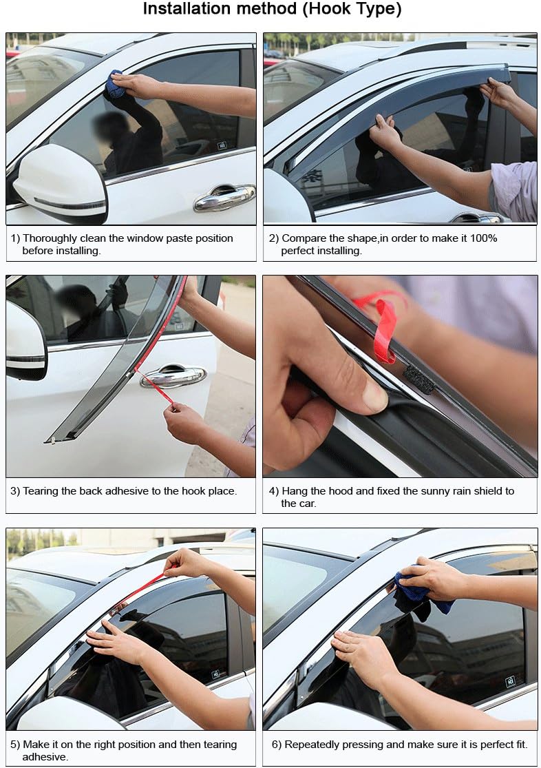 Car Window Visor Vent Shade Deflector Sun/Rain Guards Pack of 2 H77192