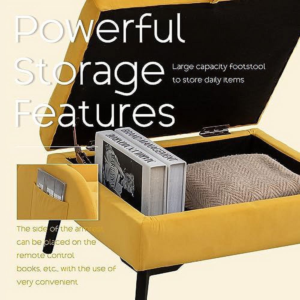 Yellow Velvet Accent Chair with Ottoman R806395