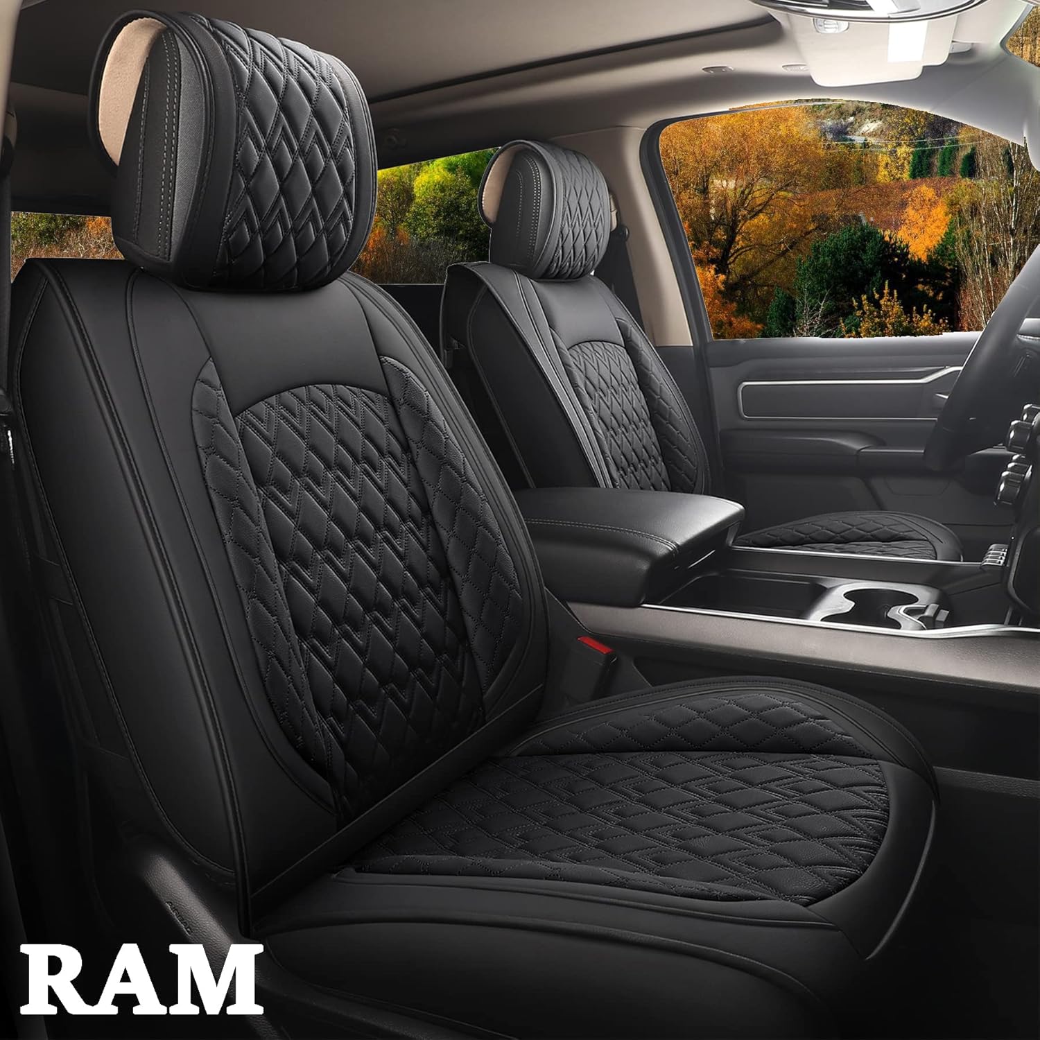 2 Pcs Front Waterproof Synthetic Leather Car Seat Covers W54624