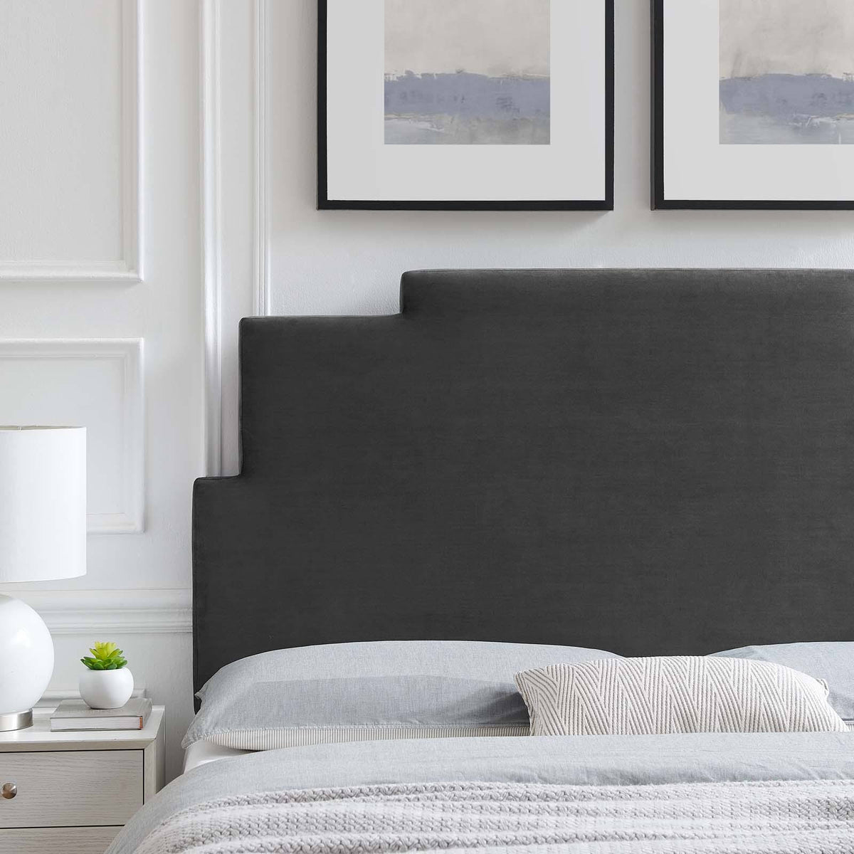 Charcoal Performance Velvet Headboard King California King R372