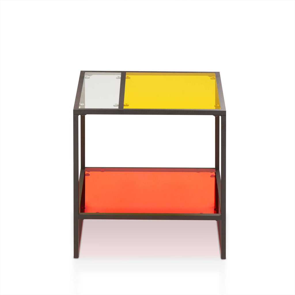 Multi-Color Glass Top End Table S338191