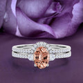 10k Solid White Gold Morganite And Diamond Engagement Ring N219