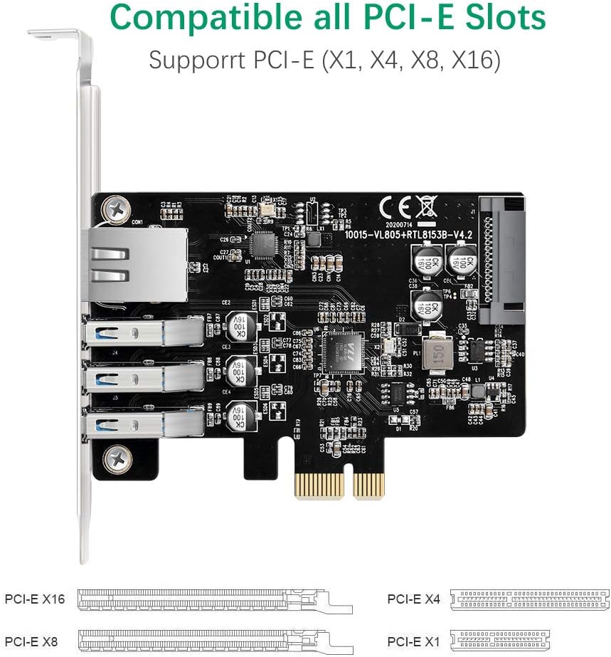 3 Ports PCI Express USB 3.0 Card with Gigabit Ethernet Ports B8230