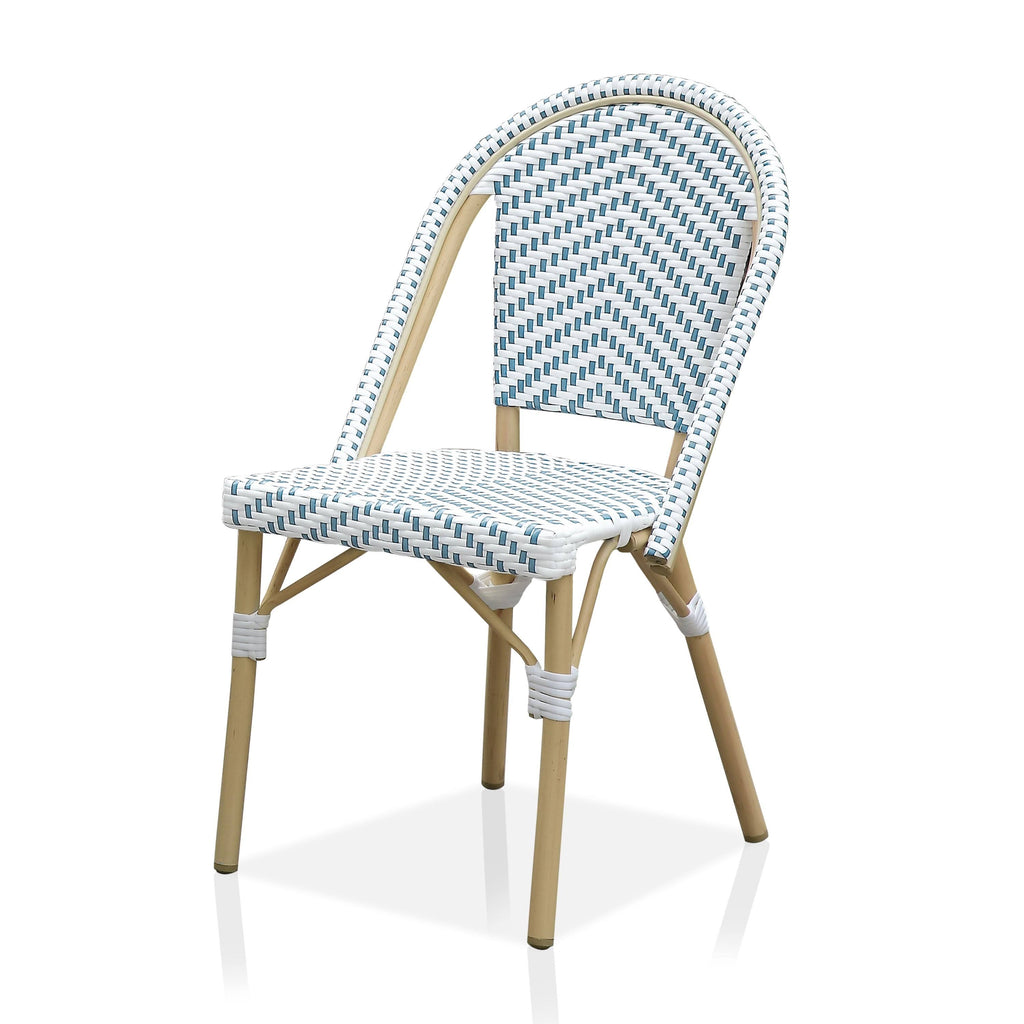Natural Tone Patio Bistro Chairs (Set of 2) - Blue & White J5981