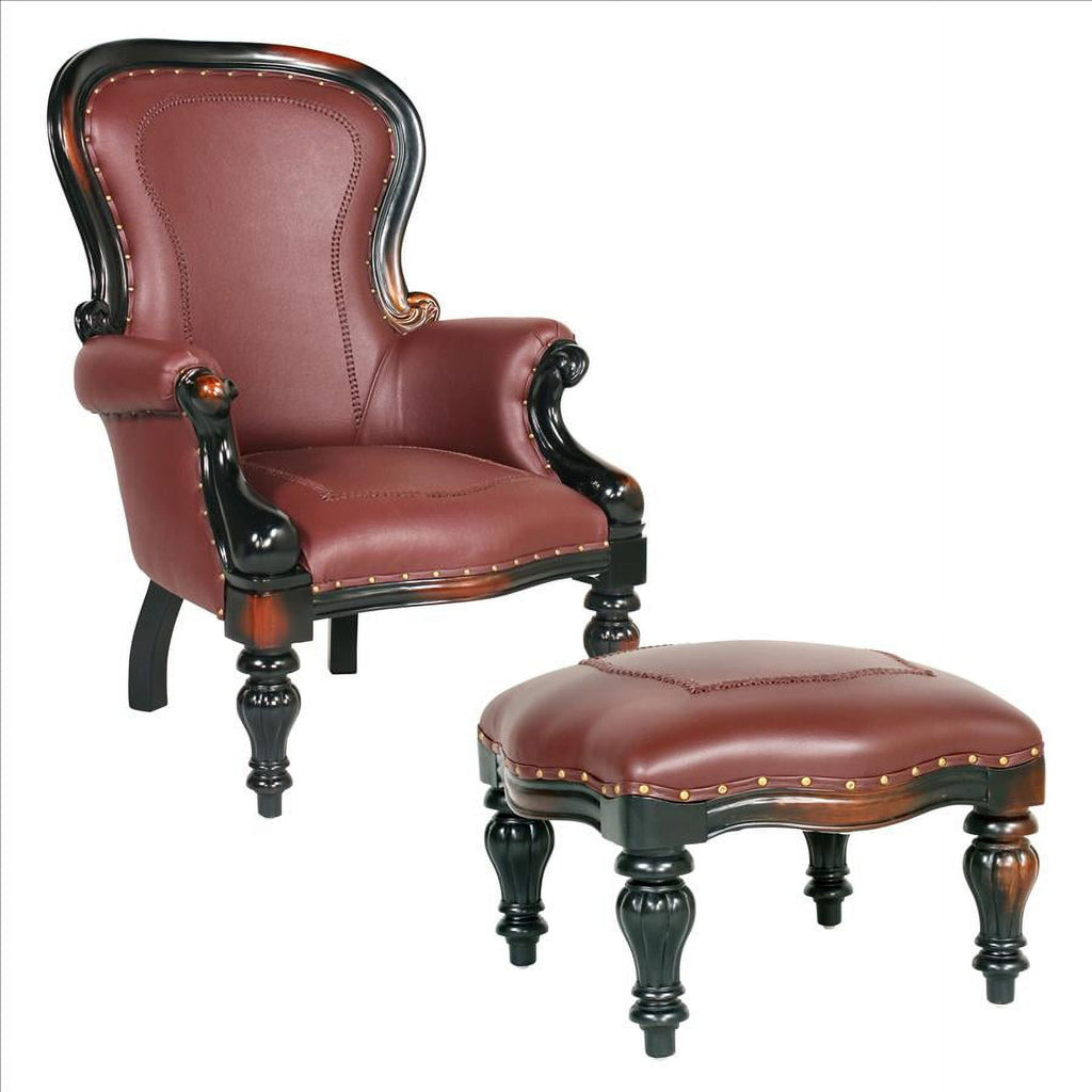 Faux Leather Chair & Ottoman E145