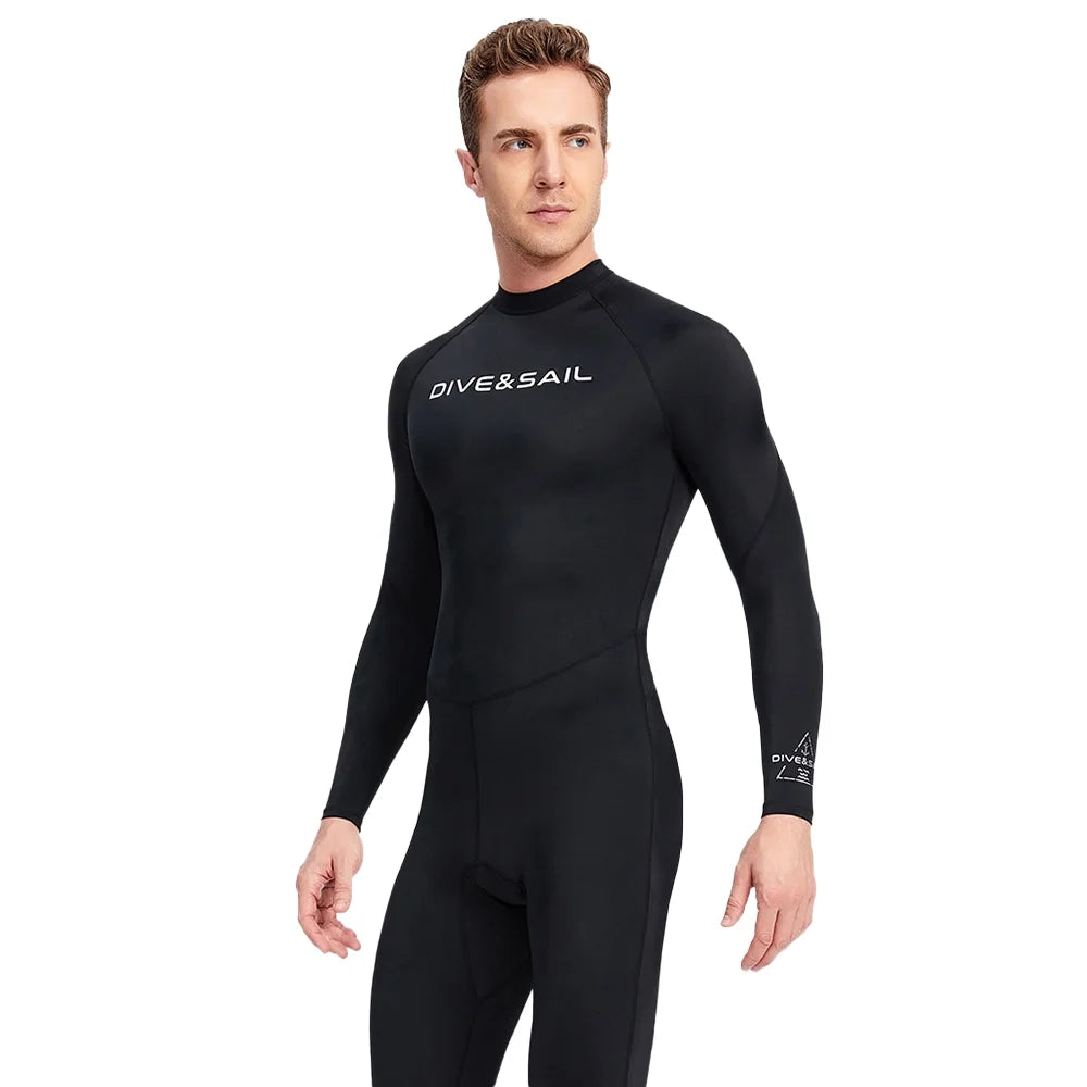 Men One Piece Swimsuit with Back Zipper Quick Dry Long Sleeve Surf Suit H1233