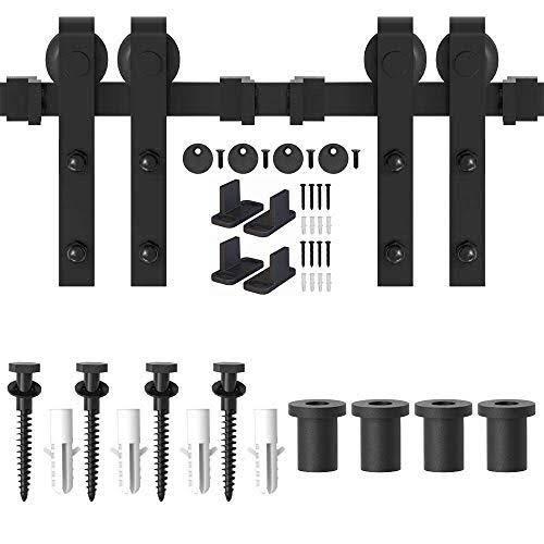 Sliding Barn Door Hardware Kit for Double Doors Black Surface 60 2 Doors Track Q808435