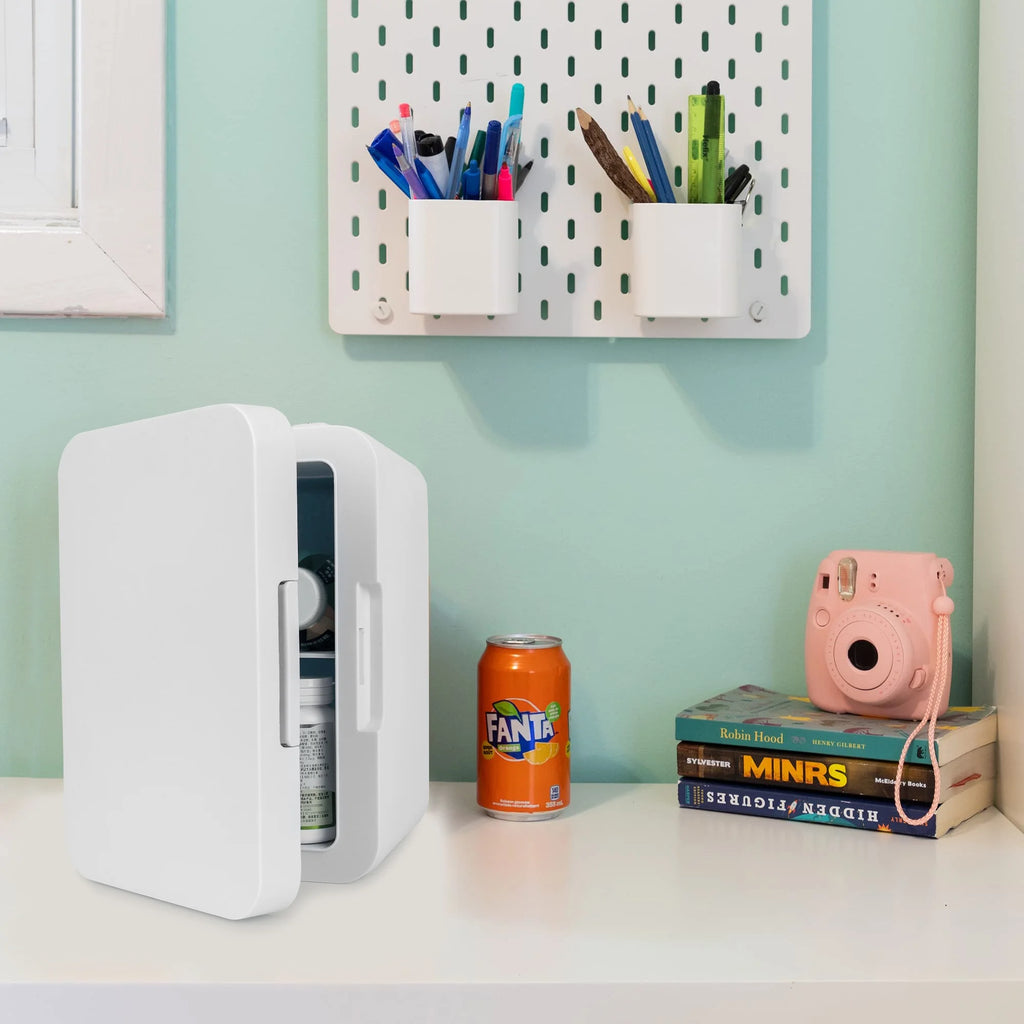 White 8 Liter Portable Cooler and Warmer Mini Refrigerator T592032