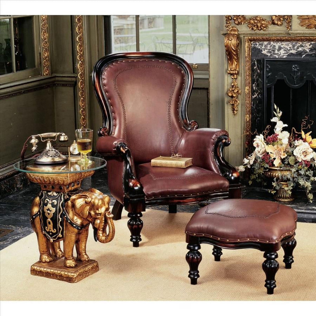 Faux Leather Chair & Ottoman E145