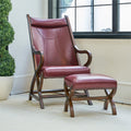 Cherry Finish Leather Chair & Ottoman Set H332736