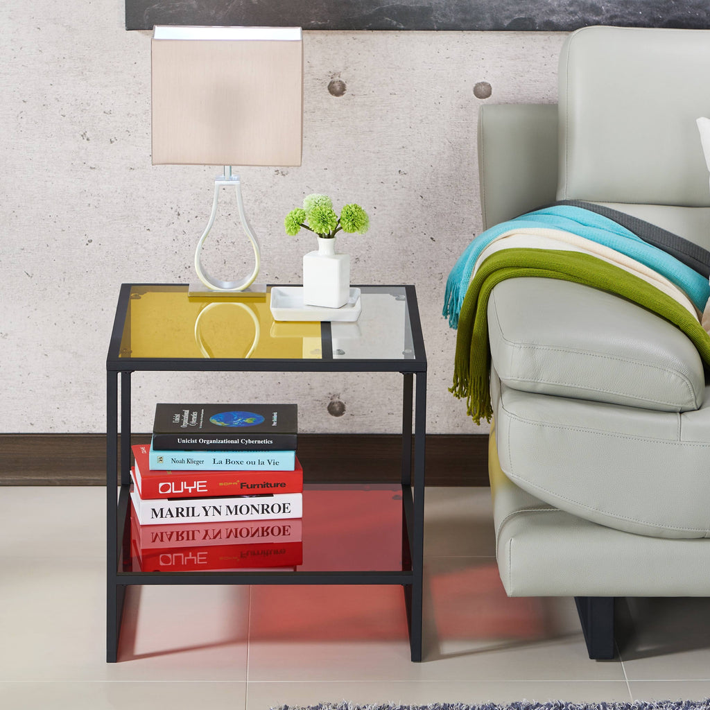 Multi-Color Glass Top End Table S338191