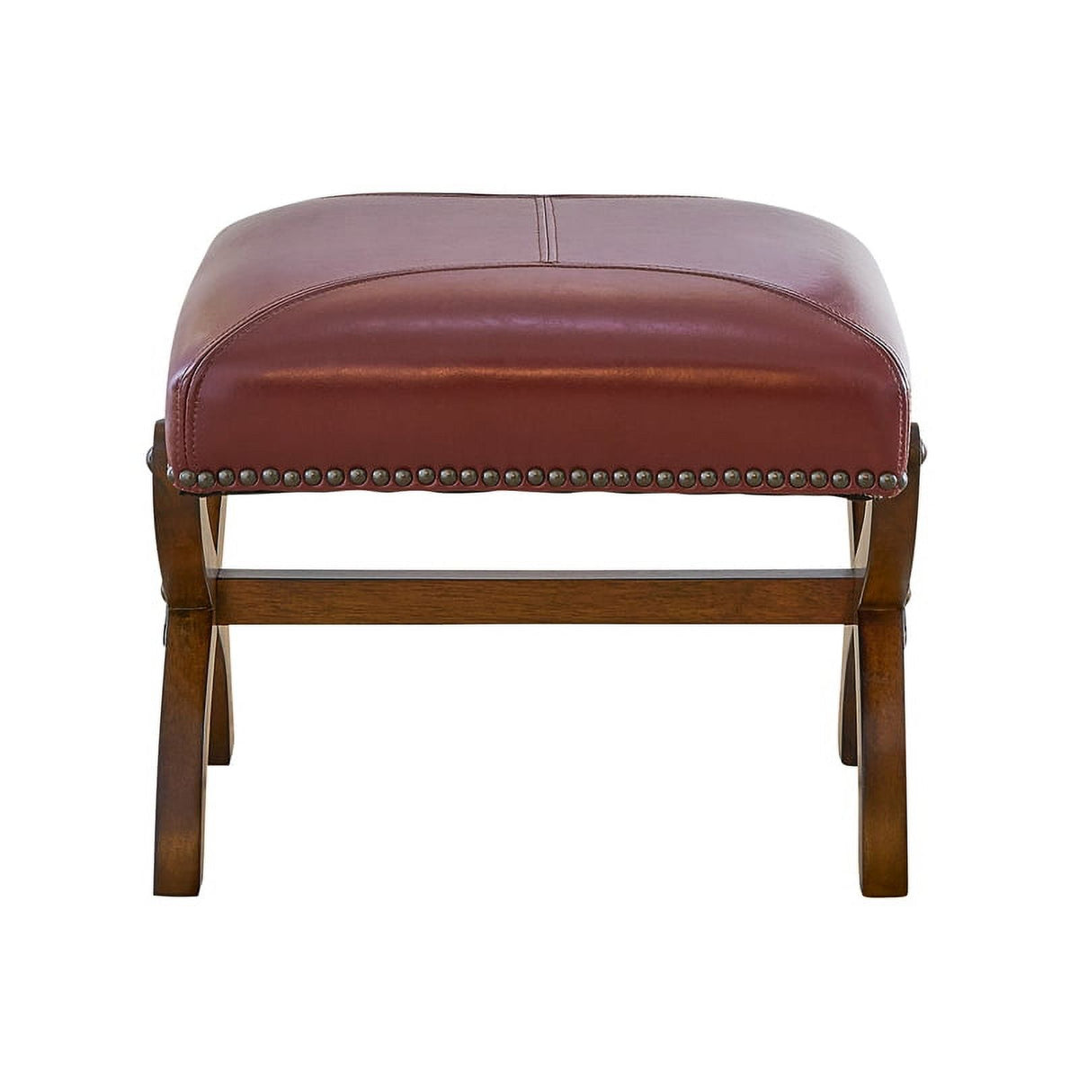 Cherry Finish Leather Chair & Ottoman Set H332736